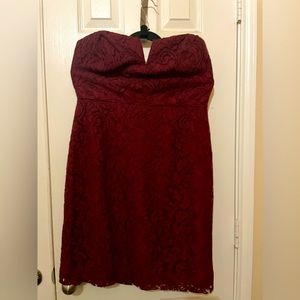 J. Crew  Formal Dress maroon lace strapless size 12 NWT